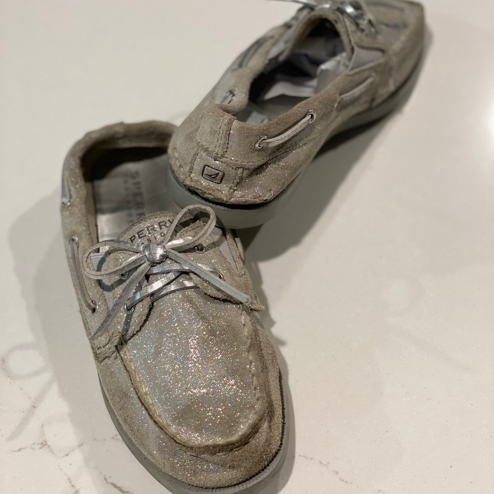 Girls 1.5 Sperry Top-Sider Sparkly Silver/Grey